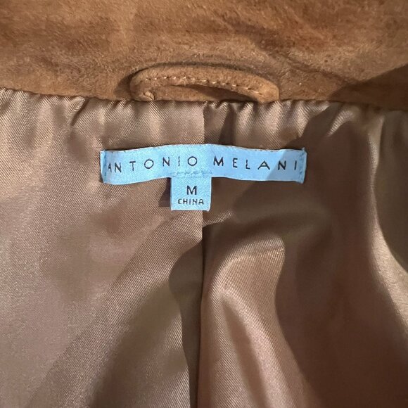 Antonio Melani Brown Suede Full Length Belted Coap Size M - Picture 8 of 9